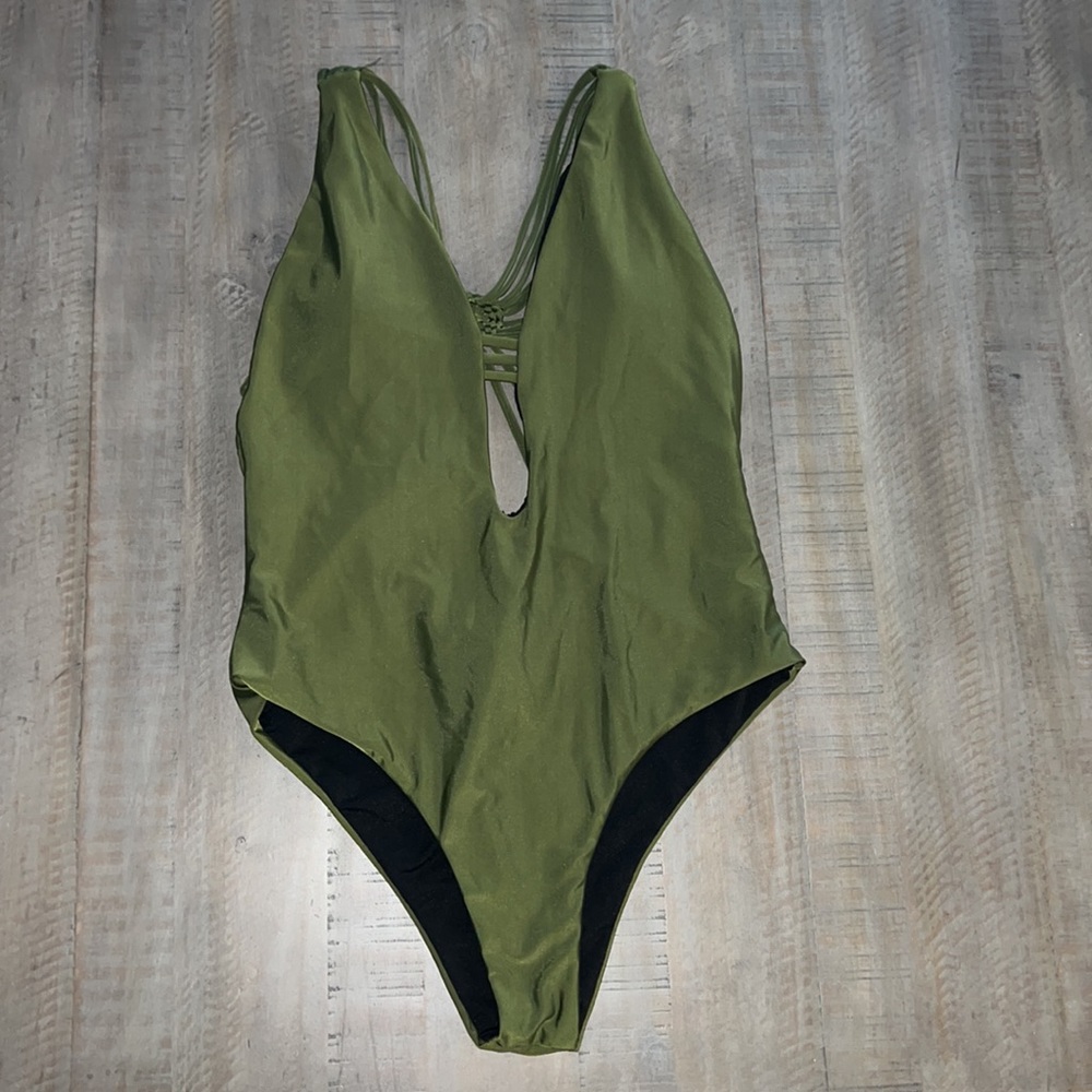 Green one piece bikini